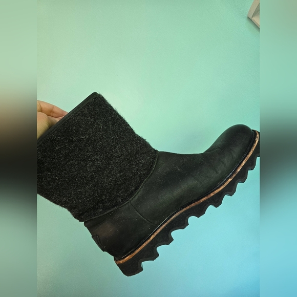 Sorel Winter Boots Mens Mad Slip sz 12 waterproof leather & felt wool Black - Picture 6 of 9